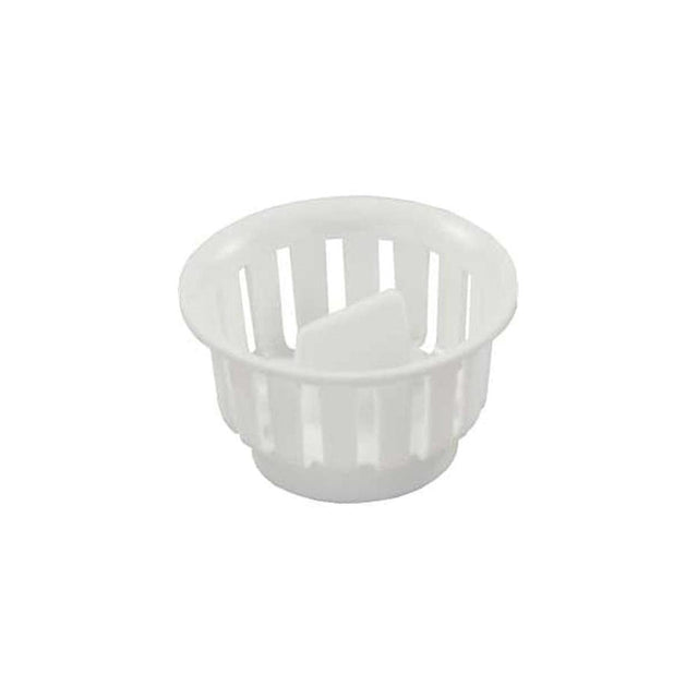JR Products 95045 Threaded Plastic Strainer Basket, White