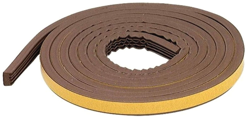 M-D 63644 Weatherstrip Tape, 19/32 in W, 10 ft L, EPDM Rubber, Brown