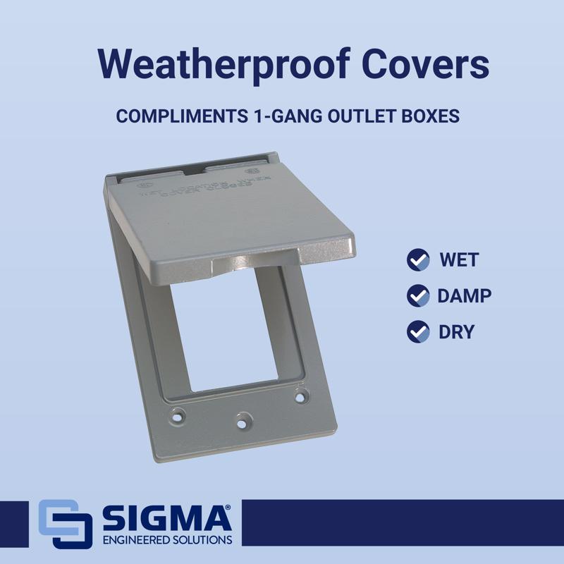 Sigma Engineered Solutions Rectangle Die-Cast Metal 1 gang 4.57 in. H X 2.83 in. W Vertical GFCI Cov