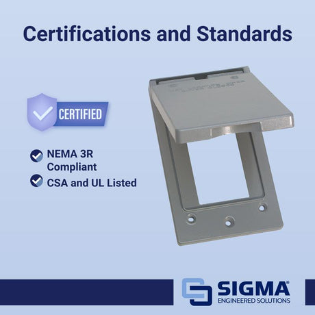 Sigma Engineered Solutions Rectangle Die-Cast Metal 1 gang 4.57 in. H X 2.83 in. W Vertical GFCI Cov