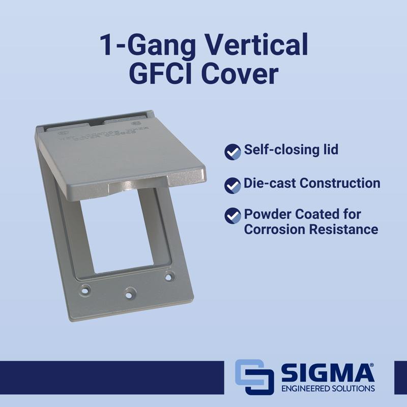 Sigma Engineered Solutions Rectangle Die-Cast Metal 1 gang 4.57 in. H X 2.83 in. W Vertical GFCI Cov