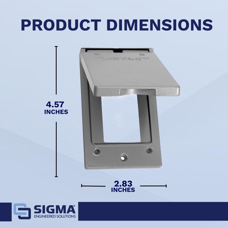 Sigma Engineered Solutions Rectangle Die-Cast Metal 1 gang 4.57 in. H X 2.83 in. W Vertical GFCI Cov
