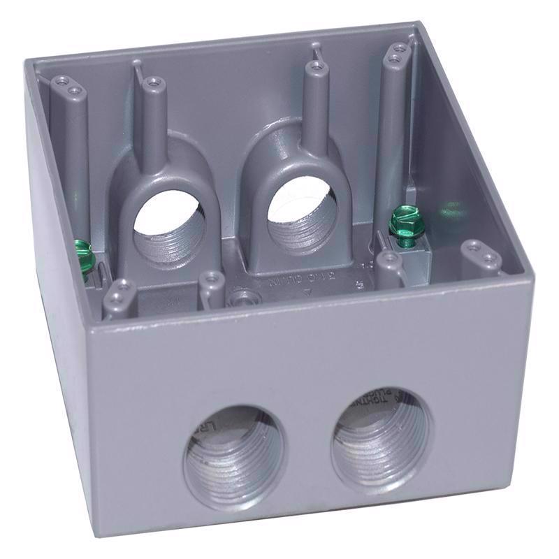Sigma Engineered Solutions New Work 31 cu in Square Die-Cast Metal 2 gang Weatherproof Box Gray