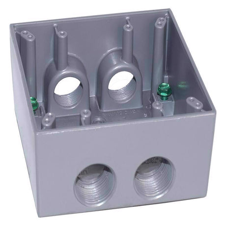 Sigma Engineered Solutions New Work 31 cu in Square Die-Cast Metal 2 gang Weatherproof Box Gray