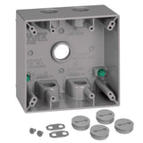 Sigma Engineered Solutions New Work 31 cu in Square Die-Cast Metal 2 gang Weatherproof Box Gray