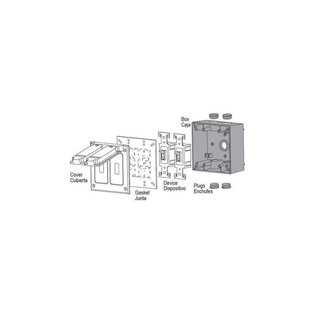 Sigma Engineered Solutions New Work 31 cu in Square Die-Cast Metal 2 gang Weatherproof Box Gray