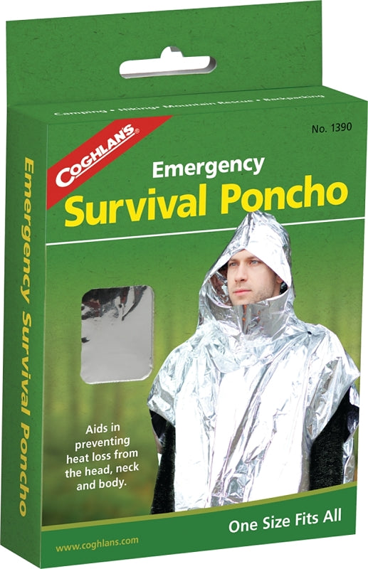 Coghlan's 1390 Emergency Survival Poncho, Metallized Aluminum/Polyethylene, Pack of 6