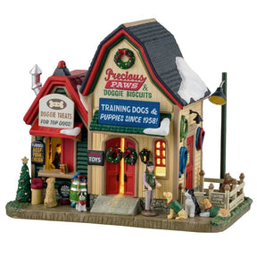 Lemax 45275 Christmas Decor, 6.69 in H, Precious Paws and Doggie Biscuits, Porcelain, LED, Pack of 4