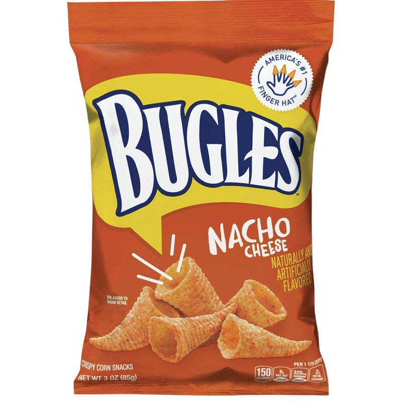 Bugles 14837000 Corn Snack, Nacho Cheese, 3 oz Bag, Pack of 6