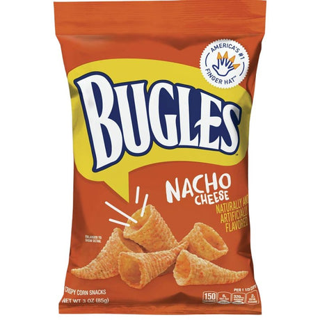 Bugles 14837000 Corn Snack, Nacho Cheese, 3 oz Bag, Pack of 6
