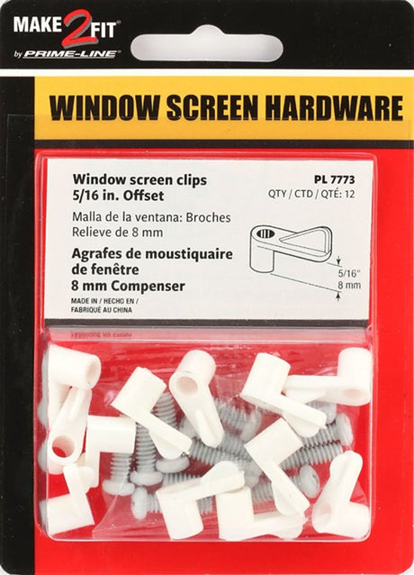 Prime-Line PL 7773 Window Screen Clip with Screw, Plastic, White