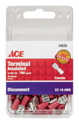 Ace Insulated Wire Female Disconnect Red 100 pk