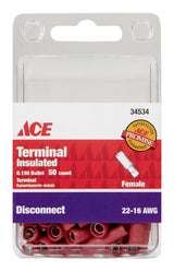 Ace Insulated Wire Female Disconnect Red 50 pk