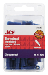 Ace Insulated Wire Female Disconnect Blue 50 pk