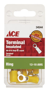 Ace Insulated Wire Ring Terminal Yellow 8 pk