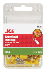 Ace Insulated Wire Ring Terminal Yellow 50 pk