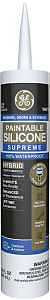GE Paintable Silicone Supreme 2733730 Window & Door Sealant, White, 24 hr Curing, 9.5 fl-oz Cartridge, Pack of 12