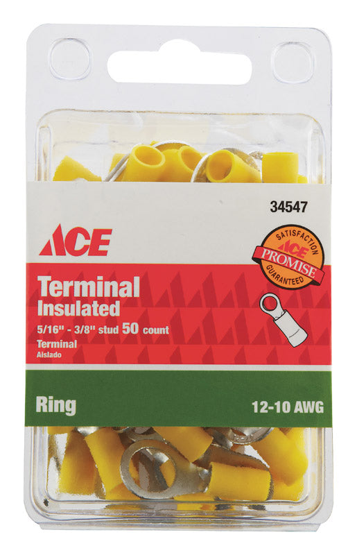 Ace Insulated Wire Ring Terminal Yellow 50 pk