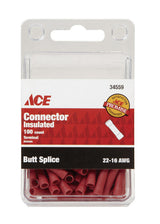 Ace Insulated Wire Butt Connector Red 100 pk