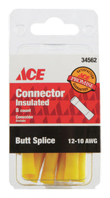 Ace Insulated Wire Butt Connector Yellow 8 pk