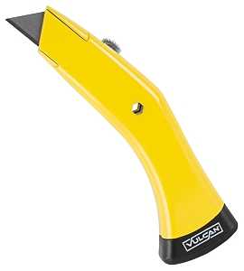 Vulcan JL-KF0008 Utility Knife, 2-1/4 in L Blade, 3/4 in W Blade, Zinc Alloy Handle, Black/Yellow Handle