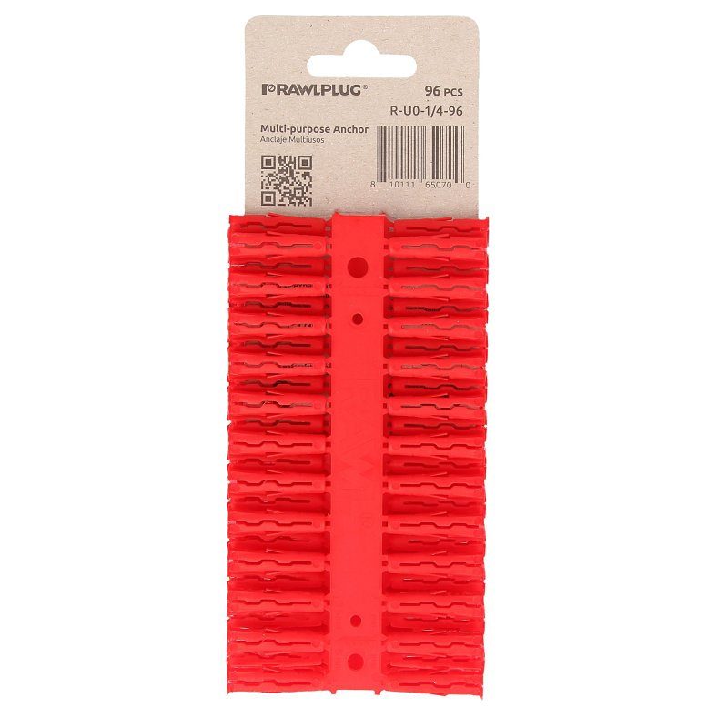 Rawlplug Rawl Uno Series R-U0-1/4-96 Multi-Purpose Anchor, 1-1/4 in L, Polypropylene