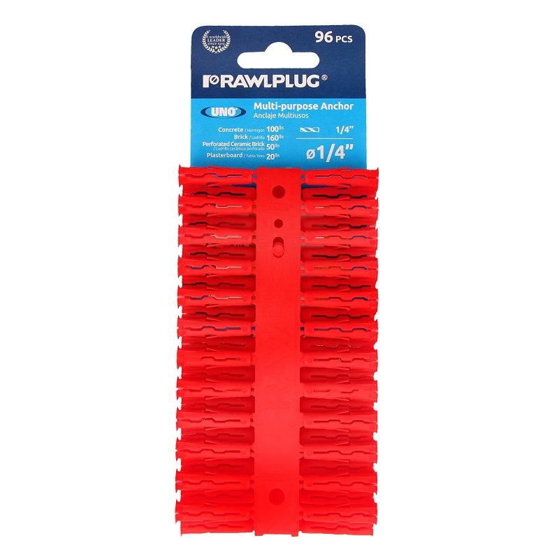 Rawlplug Rawl Uno Series R-U0-1/4-96 Multi-Purpose Anchor, 1-1/4 in L, Polypropylene