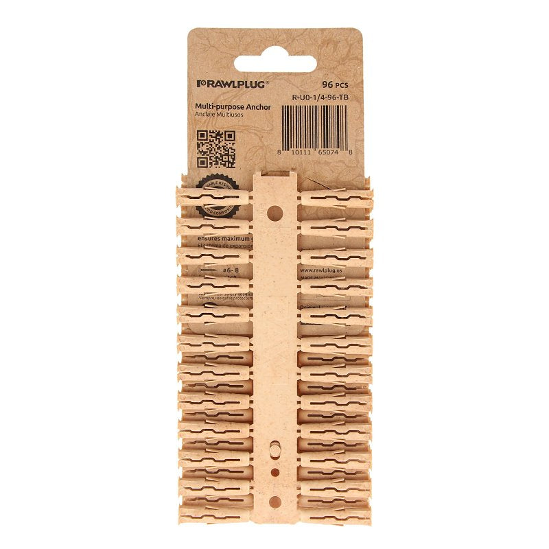 Rawlplug Rawl Uno Series R-U0-1/4-96-TB Multi-Purpose Anchor, 1-1/4 in L, Polypropylene/Timber
