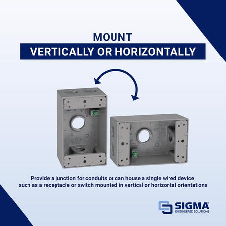 Sigma Engineered Solutions New Work 18.3 cu in Rectangle Metallic 1 gang Weatherproof Box Gray