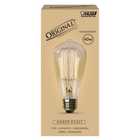 Feit The Original 40 W ST19 Vintage Incandescent Bulb E26 (Medium) Soft White 1 pk, Pack of 6