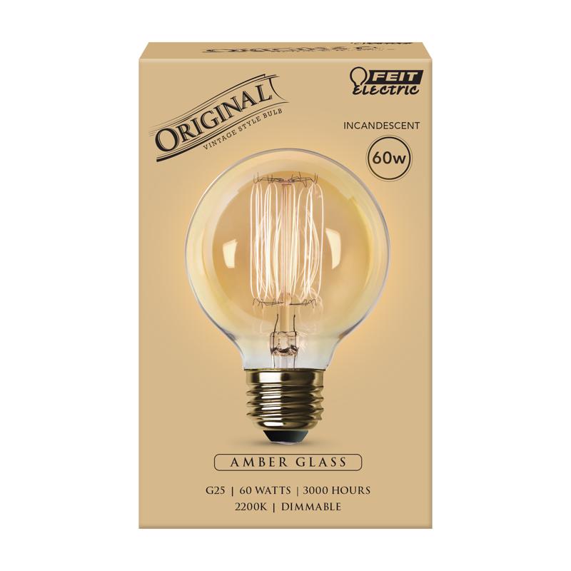 Feit The Original 60 W G25 Vintage Incandescent Bulb E26 (Medium) Soft White 1 pk, Pack of 6