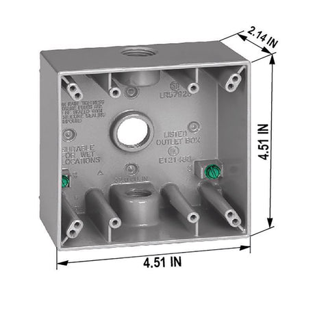 Sigma Engineered Solutions New Work 31 cu in Square Metallic 2 gang Weatherproof Box Gray
