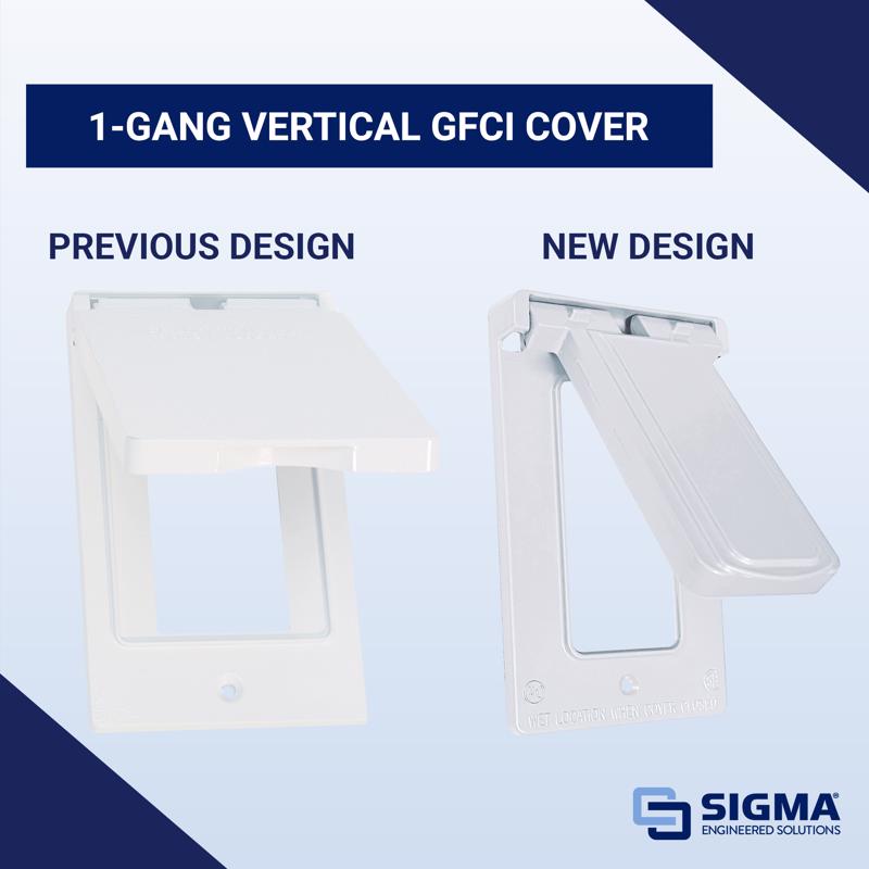 Sigma Engineered Solutions Rectangle Die-Cast Metal 1 gang 4.57 in. H X 2.83 in. W Vertical GFCI Cov