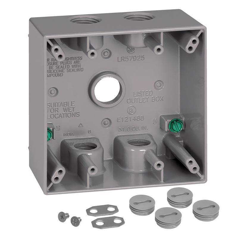 Sigma Engineered Solutions New Work 31 cu in Square Metallic 2 gang Weatherproof Box Gray