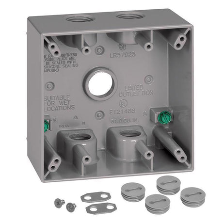 Sigma Engineered Solutions New Work 31 cu in Square Metallic 2 gang Weatherproof Box Gray