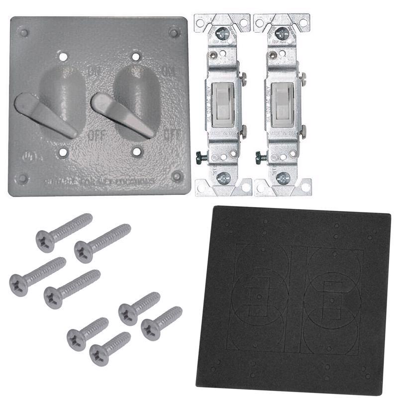 Sigma Engineered Solutions Square Die-Cast Metal 2 gang 4.84 in. H X 4.84 in. W Toggle Switch and Co