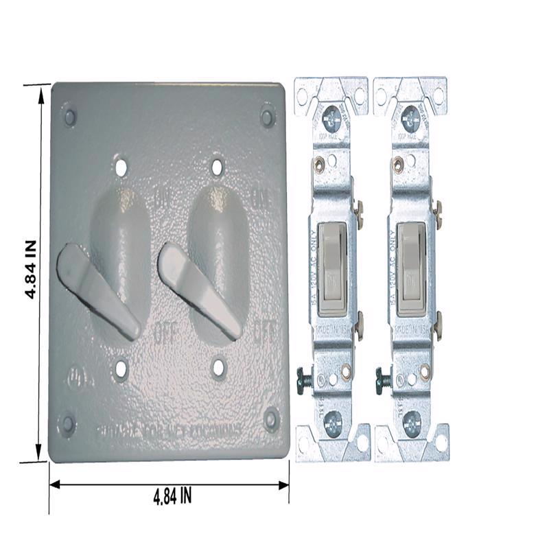 Sigma Engineered Solutions Square Die-Cast Metal 2 gang 4.84 in. H X 4.84 in. W Toggle Switch and Co