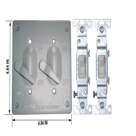 Sigma Engineered Solutions Square Die-Cast Metal 2 gang 4.84 in. H X 4.84 in. W Toggle Switch and Co