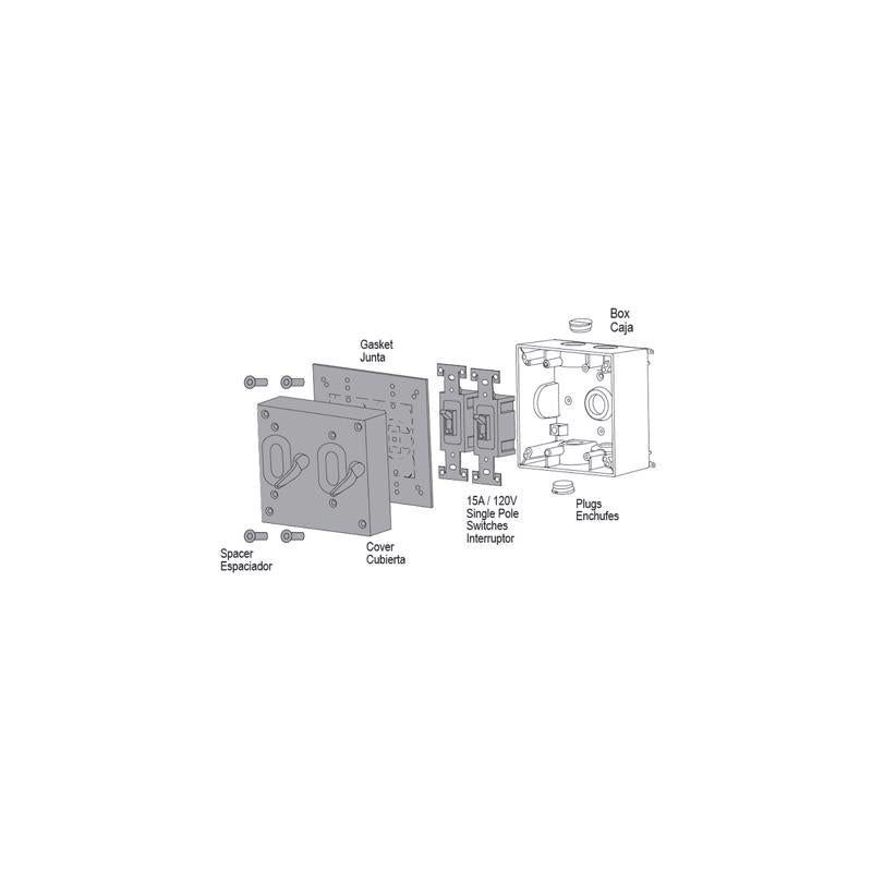 Sigma Engineered Solutions Square Die-Cast Metal 2 gang 4.84 in. H X 4.84 in. W Toggle Switch and Co