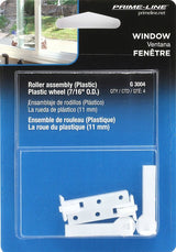 Prime-Line G 3004 Roller Assembly, 1/4 in W, 1-1/2 in L, Nylon/Plastic, White