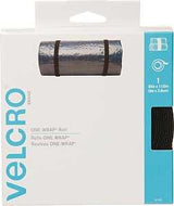VELCRO Brand One Wrap 91372 Hook and Loop Fastener, 1-1/2 in W, 30 in L, Nylon/Polypropylene, Black