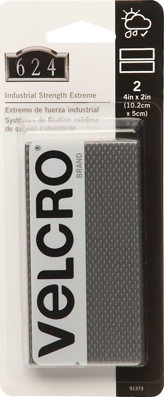 VELCRO Brand 91373 Hook and Loop Fastener, 2 in W, 4 in L, Titanium, 15 lb