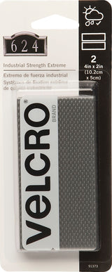VELCRO Brand 91373 Hook and Loop Fastener, 2 in W, 4 in L, Titanium, 15 lb