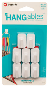 VELCRO Brand HANGables VEL-30103-USA Removable Wall Hook, 0.5 lb, 8 -Hook, Plastic, White