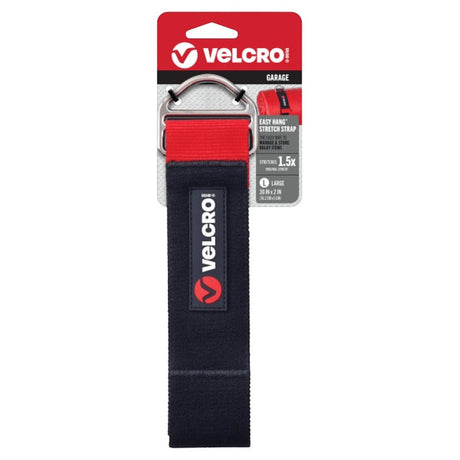 VELCRO Brand EASY HANG VEL-30895-USA Large-Size Heavy-Duty Stretch Storage Strap, 2 in W, 30 in L, Nylon, Black, 20 lb