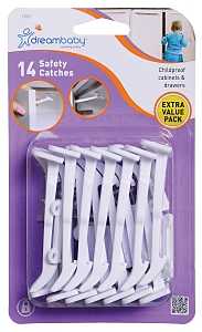 Dreambaby L1412 Secure Catch, 3-1/4 in L, 1-1/16 in W, Plastic