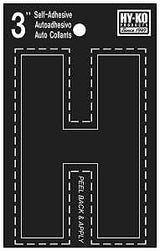 Hy-Ko 30400 Series 30418 Die-Cut Letter, Character: H, 3 in H Character, Black Character, Vinyl, Pack of 10