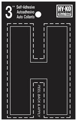 Hy-Ko 30400 Series 30418 Die-Cut Letter, Character: H, 3 in H Character, Black Character, Vinyl, Pack of 10