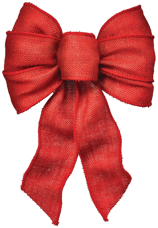 Holidaytrims 6122 Wired Bow, Burlap, Red, Pack of 12