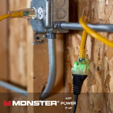 Monster Just Power It Up Outdoor 50 ft. L Yellow Extension Cord 14/3 SJTW